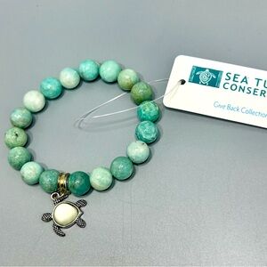 10MM Amozonite Expanding Bead Bracelet With Turtle Charm
